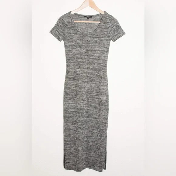 Forever 21 Marled Black Knit Maxi Dress with Side Slits